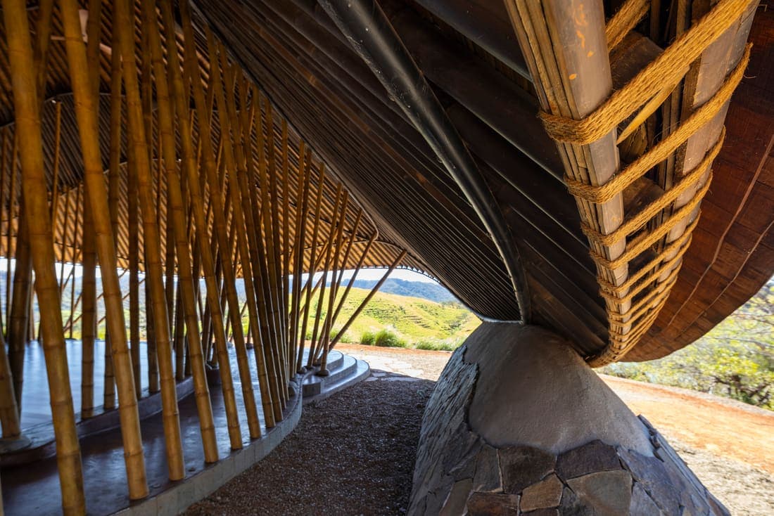 Bamboo-domed pavilion built by Nest Construction in Nosara, Costa Rica